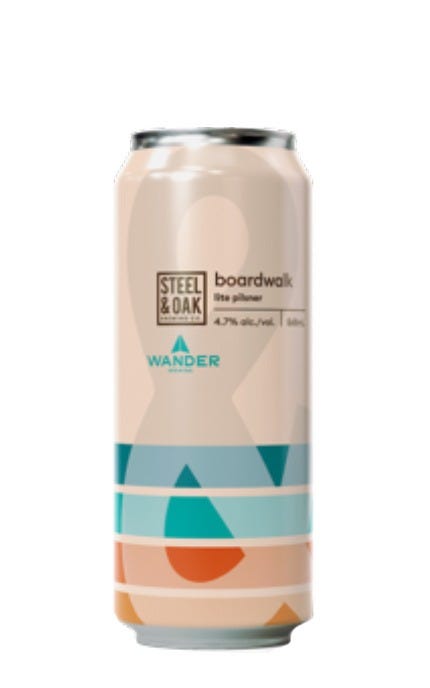 Steel & Oak Brewing X Wander Brewing Boardwalk Lite Pilsner 568 mL